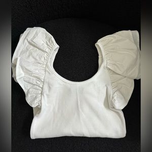 Zara Flutter Sleeve White Ribbed Bodysuit